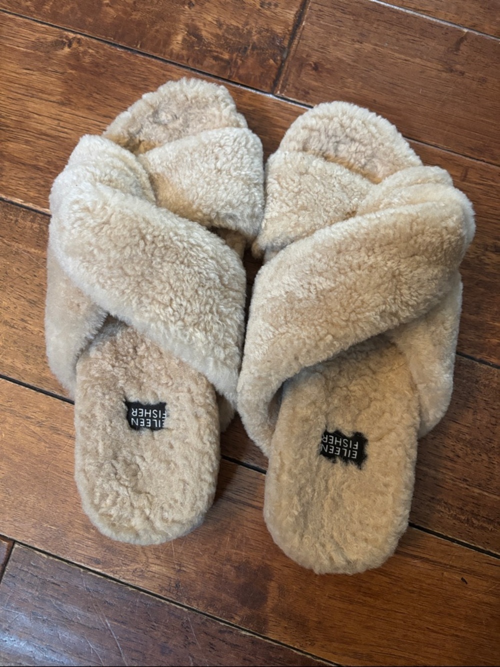 Eileen Fisher Dello Shearling Slide Sandal- Cream 6.5 $143 MSP